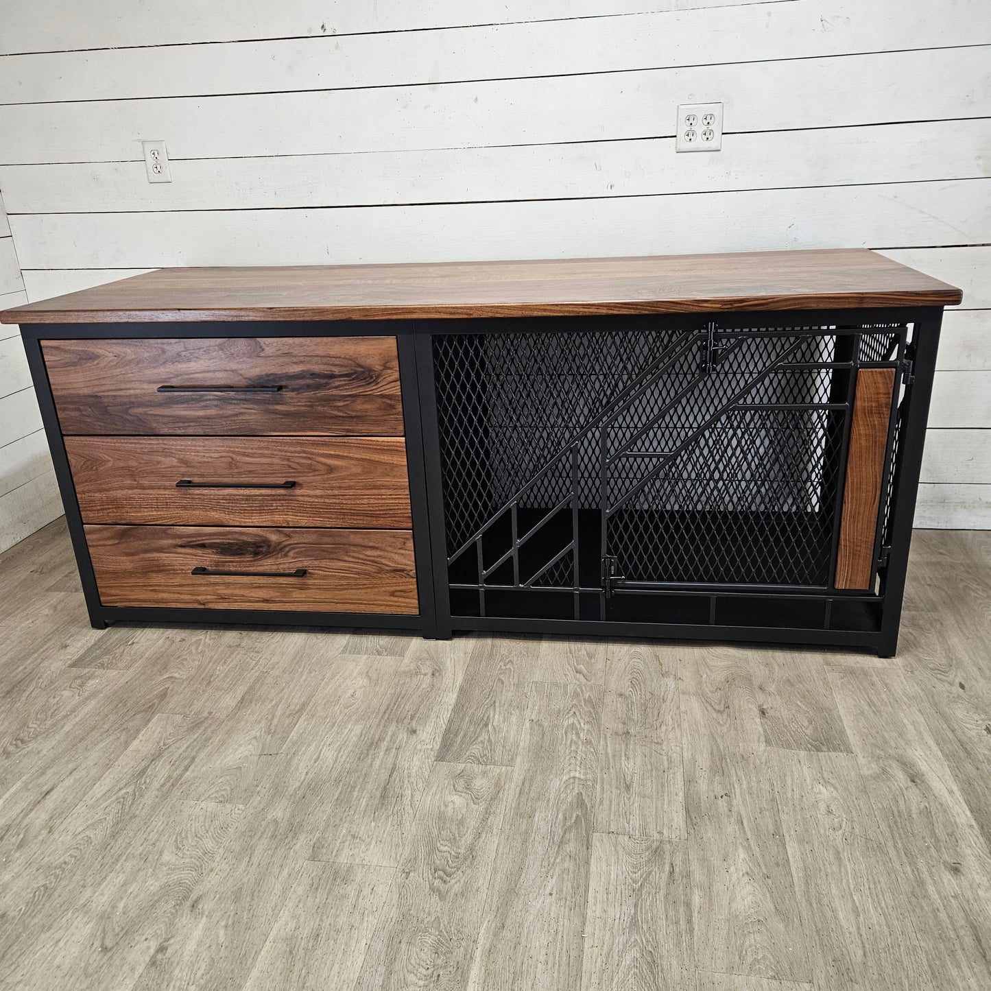 Remy X-Large Dog Crate Furniture with Stack of Drawers | Modern Dog Kennel with 3 Soft-Close Drawers