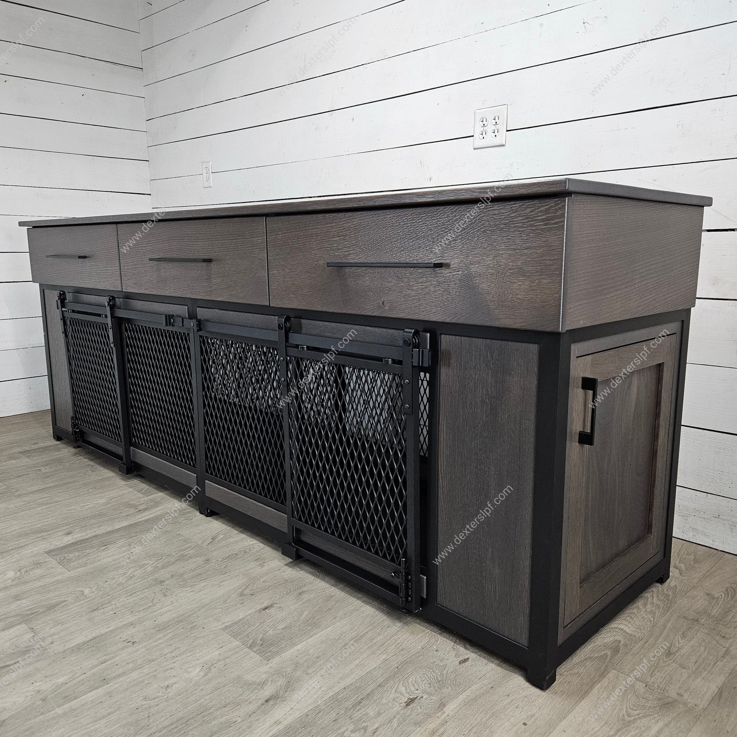 Raven Large Double Dog Kennel | Dual Cabinet Storage & Soft-Close Drawers