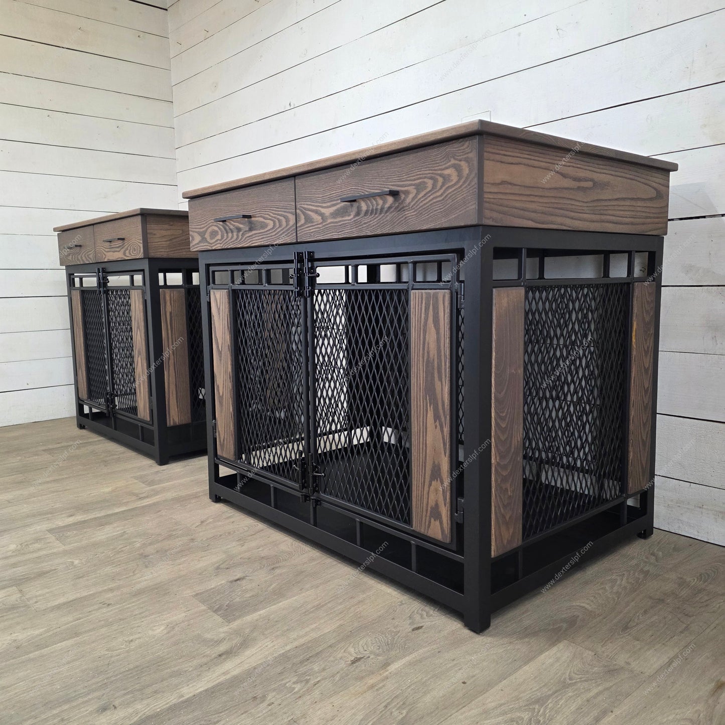 Set of 2 Raven XL Dog Crates with Drawers | Luxury Pet Furniture | Heavy-Duty Custom Kennels