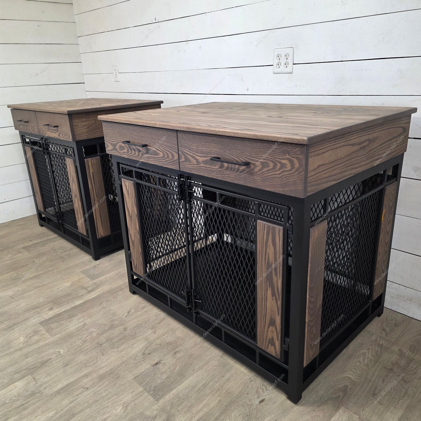 Set of 2 Raven XL Dog Crates with Drawers | Luxury Pet Furniture | Heavy-Duty Custom Kennels