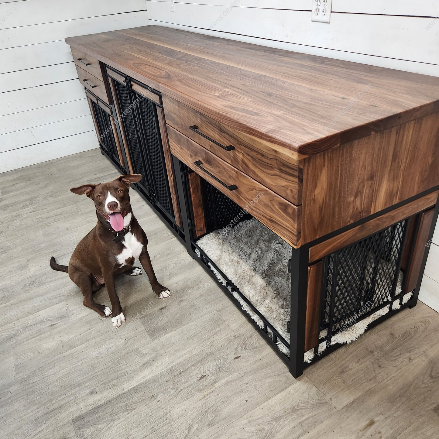Finnian Triple Custom Dog Crate Furniture | Elegant Multi-Kennel Solution