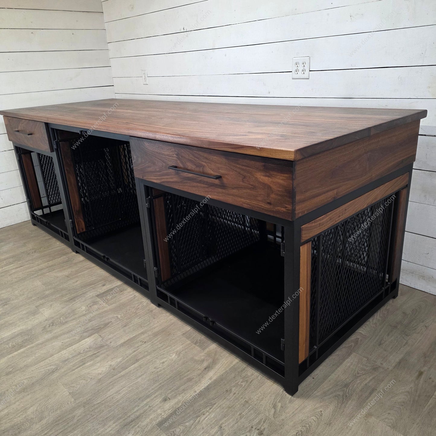 Final Payment for Leslie | Finnian Triple Custom 36" Deep Dog Crate Furniture | Premium Multi-Dog Kennel with Storage