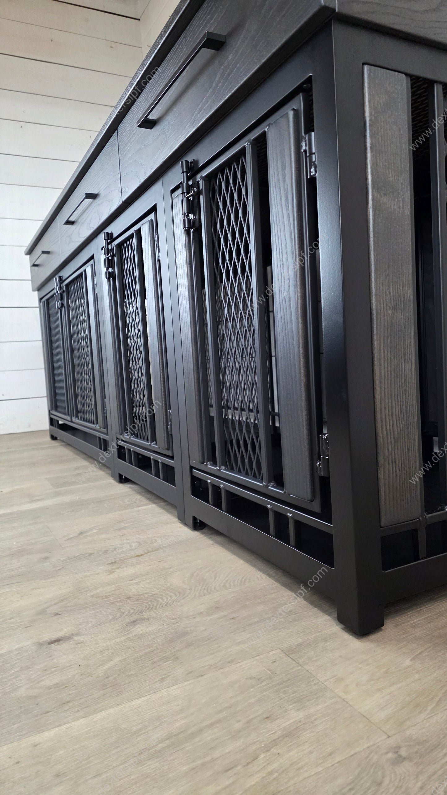 Finnian Custom Triple (2 Smalls+ 1 Large) Dog Crate Furniture | Triple Crate with Drawers