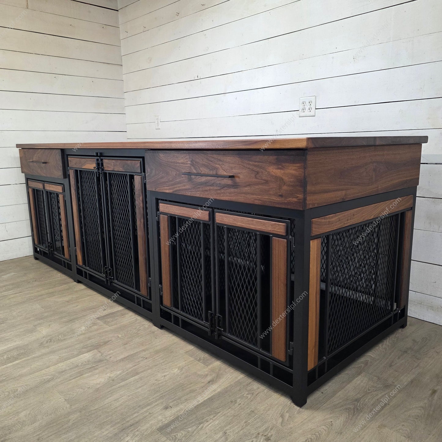 Final Payment for Leslie | Finnian Triple Custom 36" Deep Dog Crate Furniture | Premium Multi-Dog Kennel with Storage