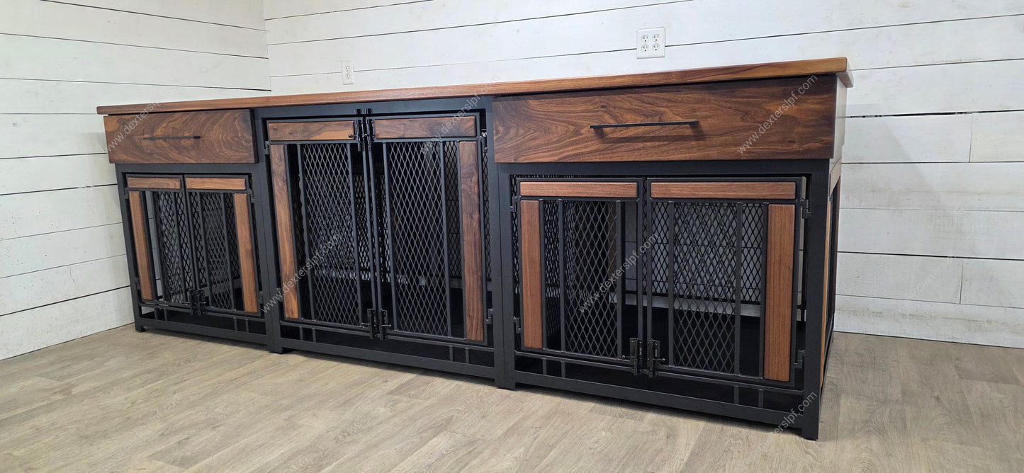 Final Payment for Leslie | Finnian Triple Custom 36" Deep Dog Crate Furniture | Premium Multi-Dog Kennel with Storage
