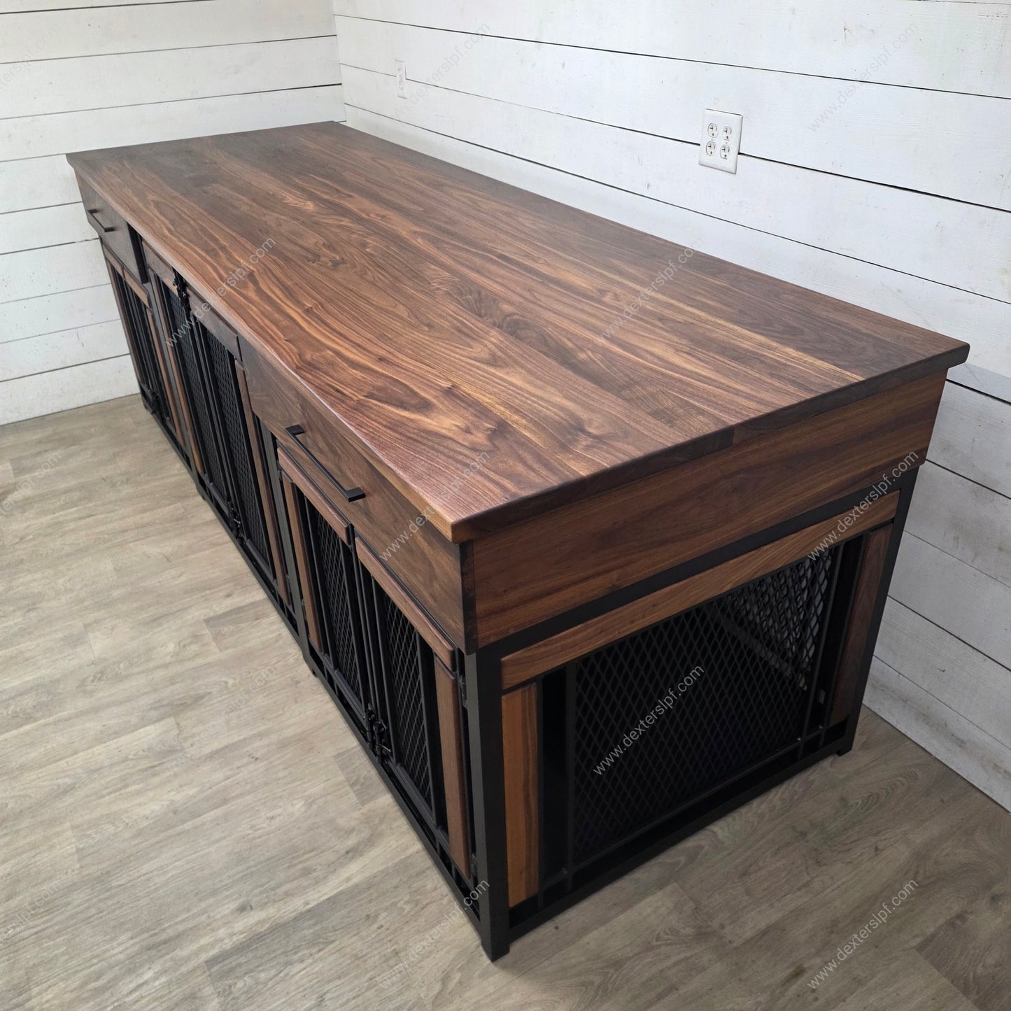 Final Payment for Leslie | Finnian Triple Custom 36" Deep Dog Crate Furniture | Premium Multi-Dog Kennel with Storage