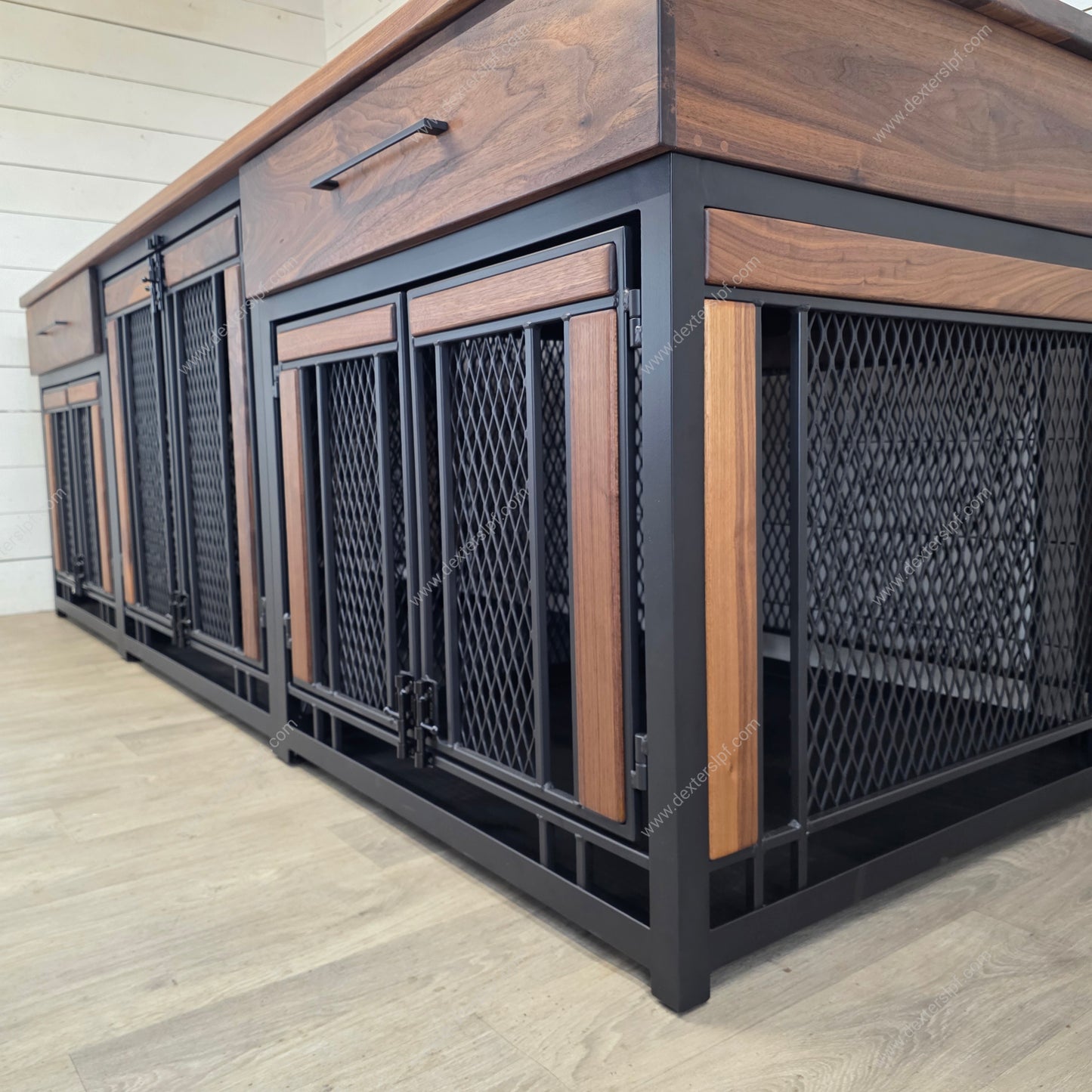 Final Payment for Leslie | Finnian Triple Custom 36" Deep Dog Crate Furniture | Premium Multi-Dog Kennel with Storage