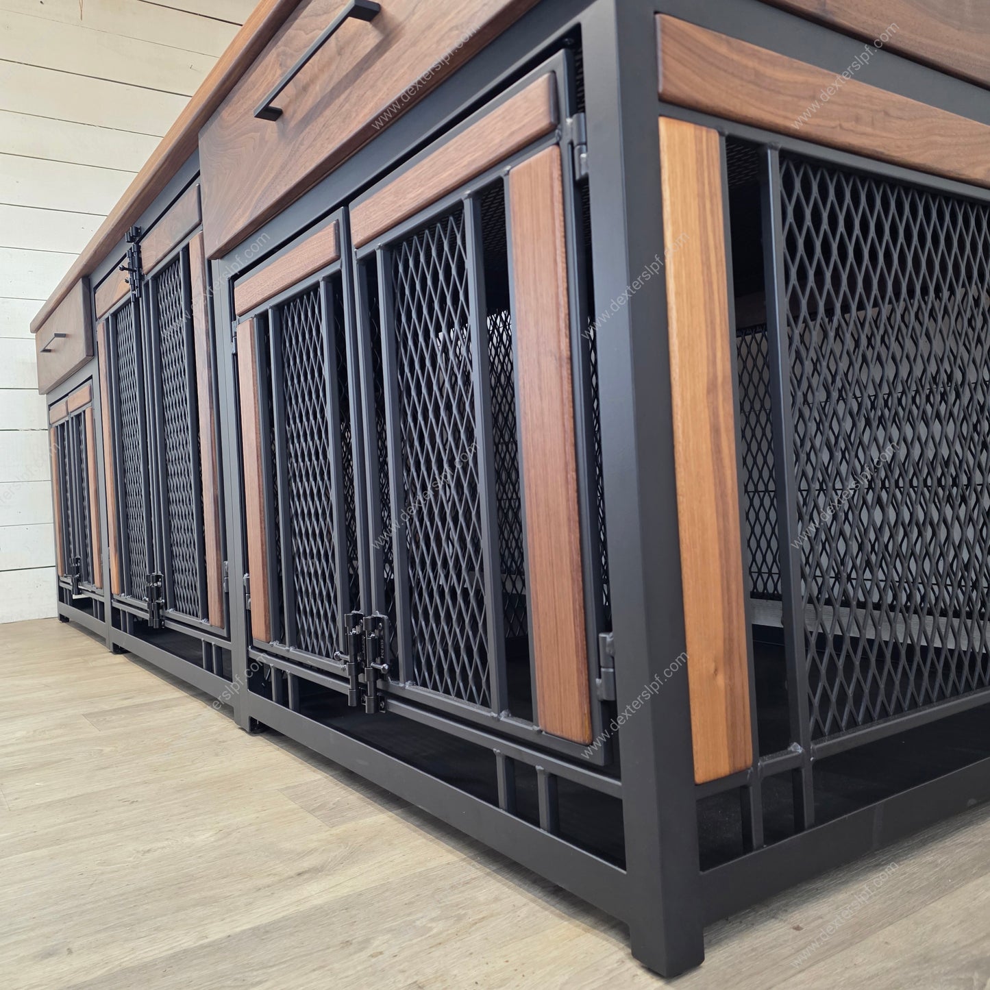 Final Payment for Leslie | Finnian Triple Custom 36" Deep Dog Crate Furniture | Premium Multi-Dog Kennel with Storage