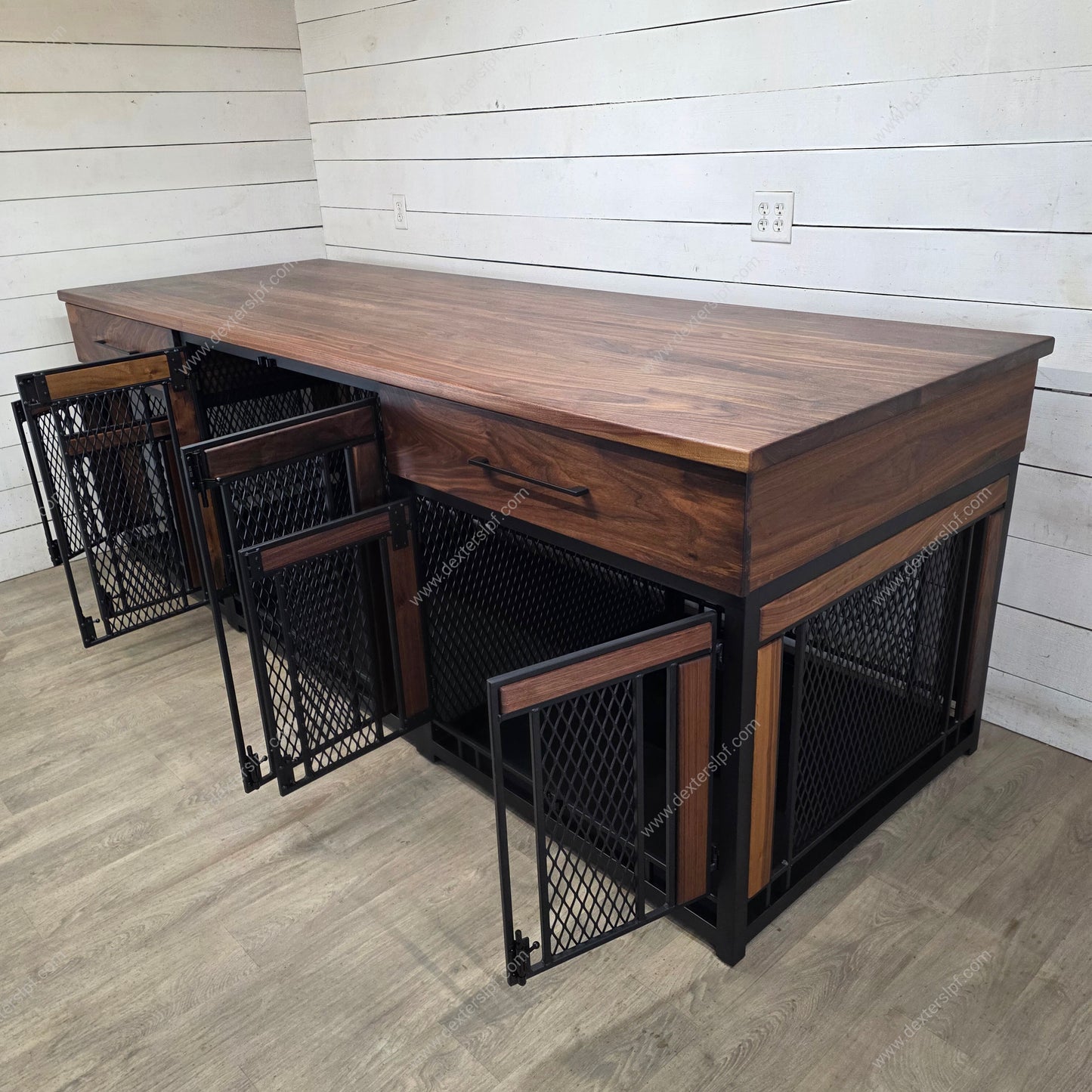 Final Payment for Leslie | Finnian Triple Custom 36" Deep Dog Crate Furniture | Premium Multi-Dog Kennel with Storage