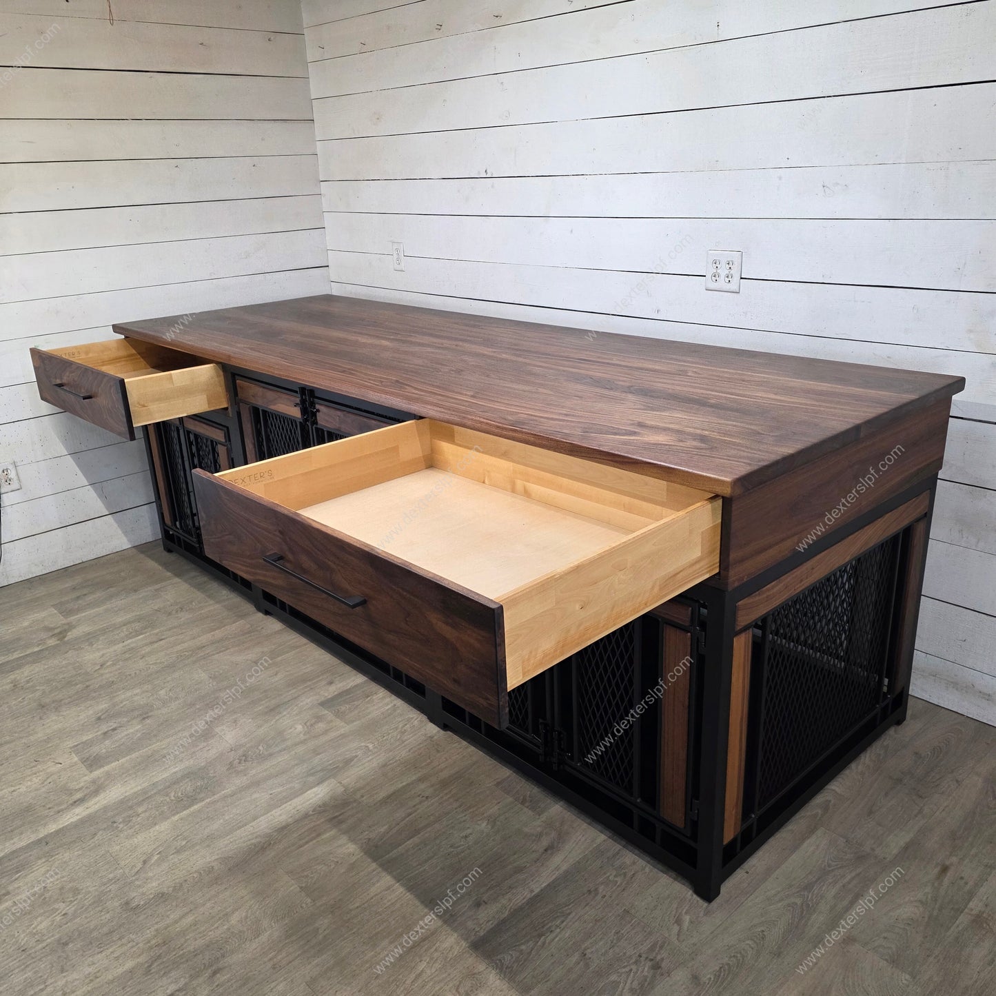 Final Payment for Leslie | Finnian Triple Custom 36" Deep Dog Crate Furniture | Premium Multi-Dog Kennel with Storage