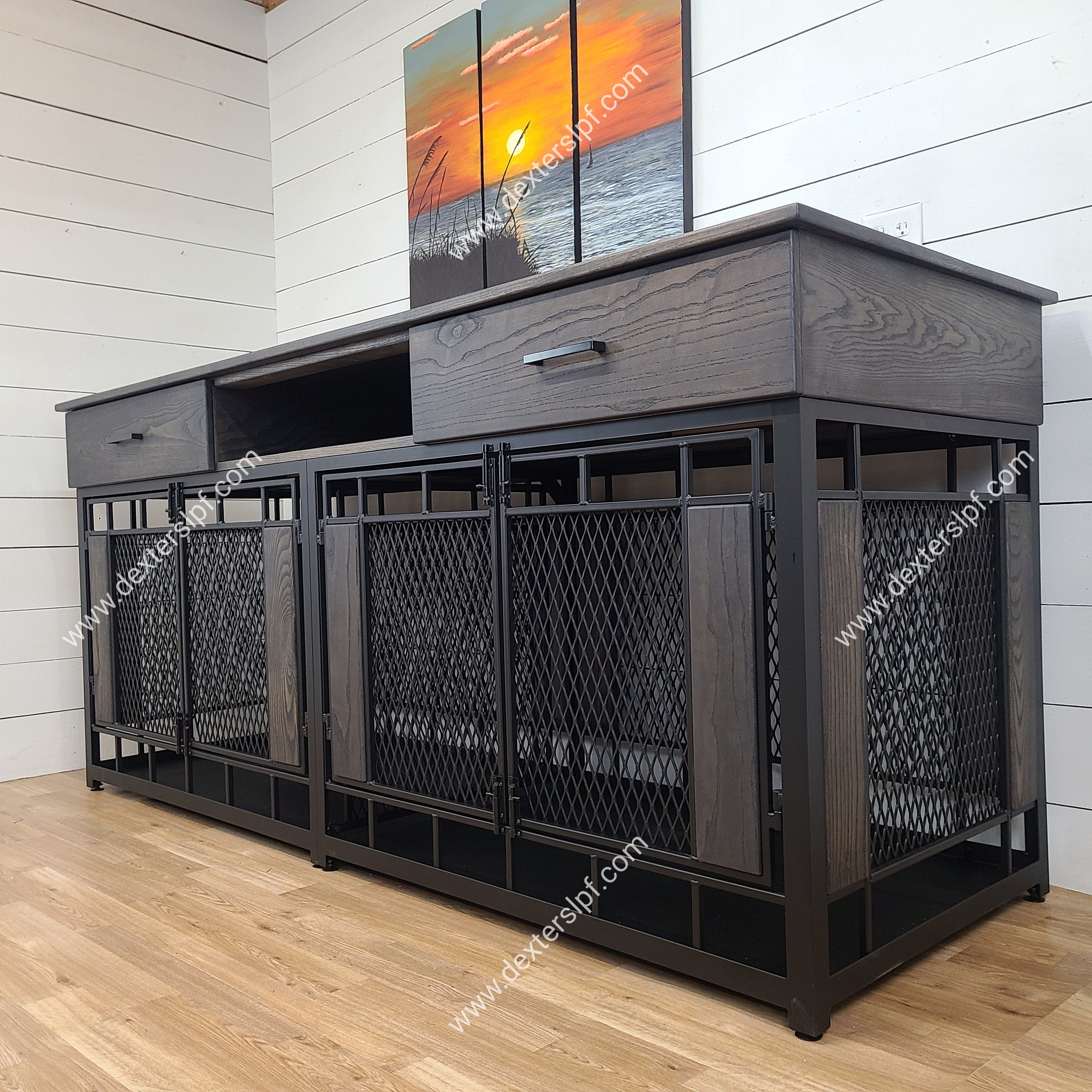 Double dog crate entertainment center best sale