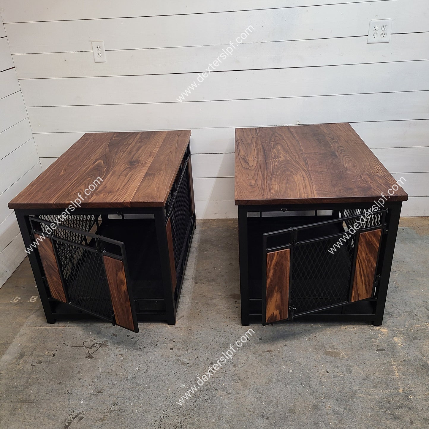 Raven Large Dog Crate End Tables (Set of 2) | Modern Dog Crate Furniture | Dog Kennel Table