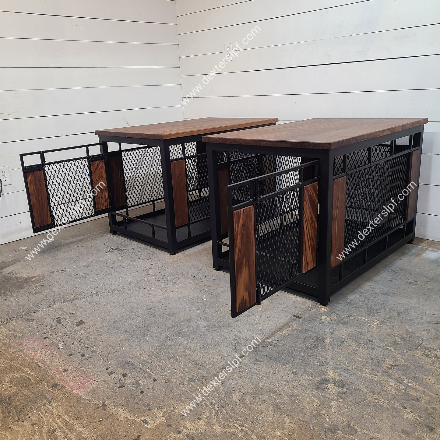 Raven Large Dog Crate End Tables (Set of 2) | Modern Dog Crate Furniture | Dog Kennel Table