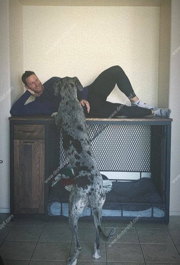Remy XX-Large Dog Crate Furniture with Food Storage | Modern Dog Crate Table