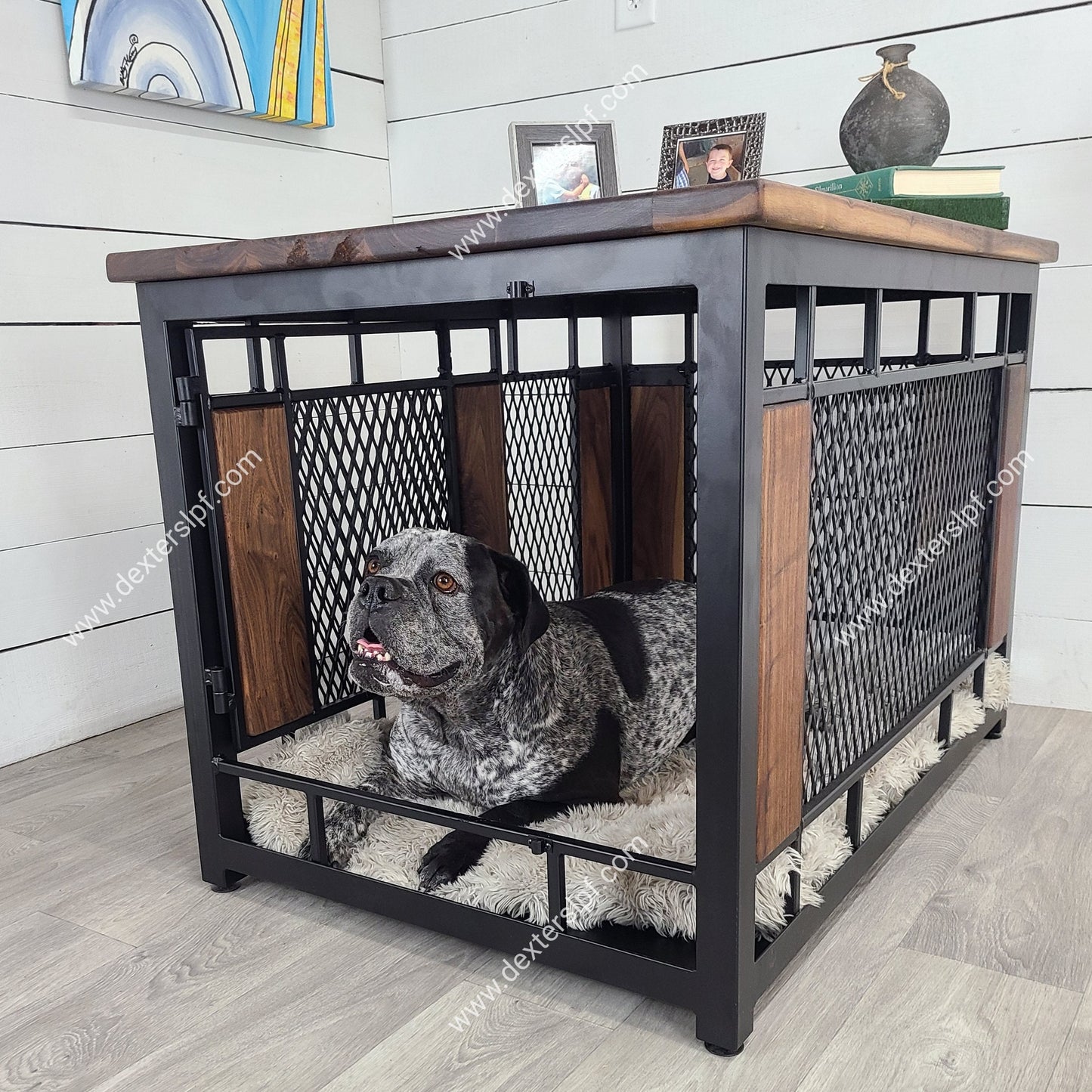 Raven Large Dog Crate End Tables (Set of 2) | Modern Dog Crate Furniture | Dog Kennel Table