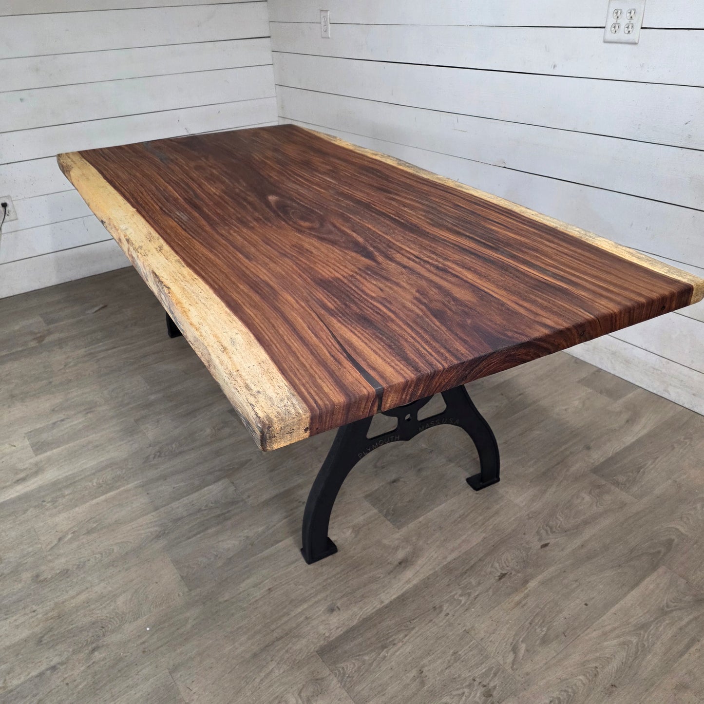 Live-Edge Dining Table | Solid Wood Table with Cast Iron Legs | Custom Handmade Dining Table