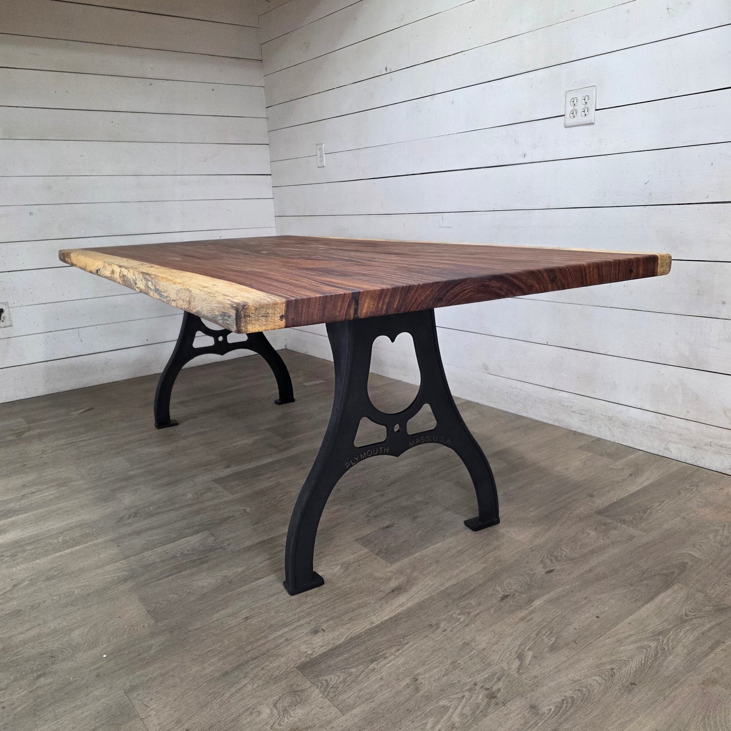 Live-Edge Dining Table | Solid Wood Table with Cast Iron Legs | Custom Handmade Dining Table