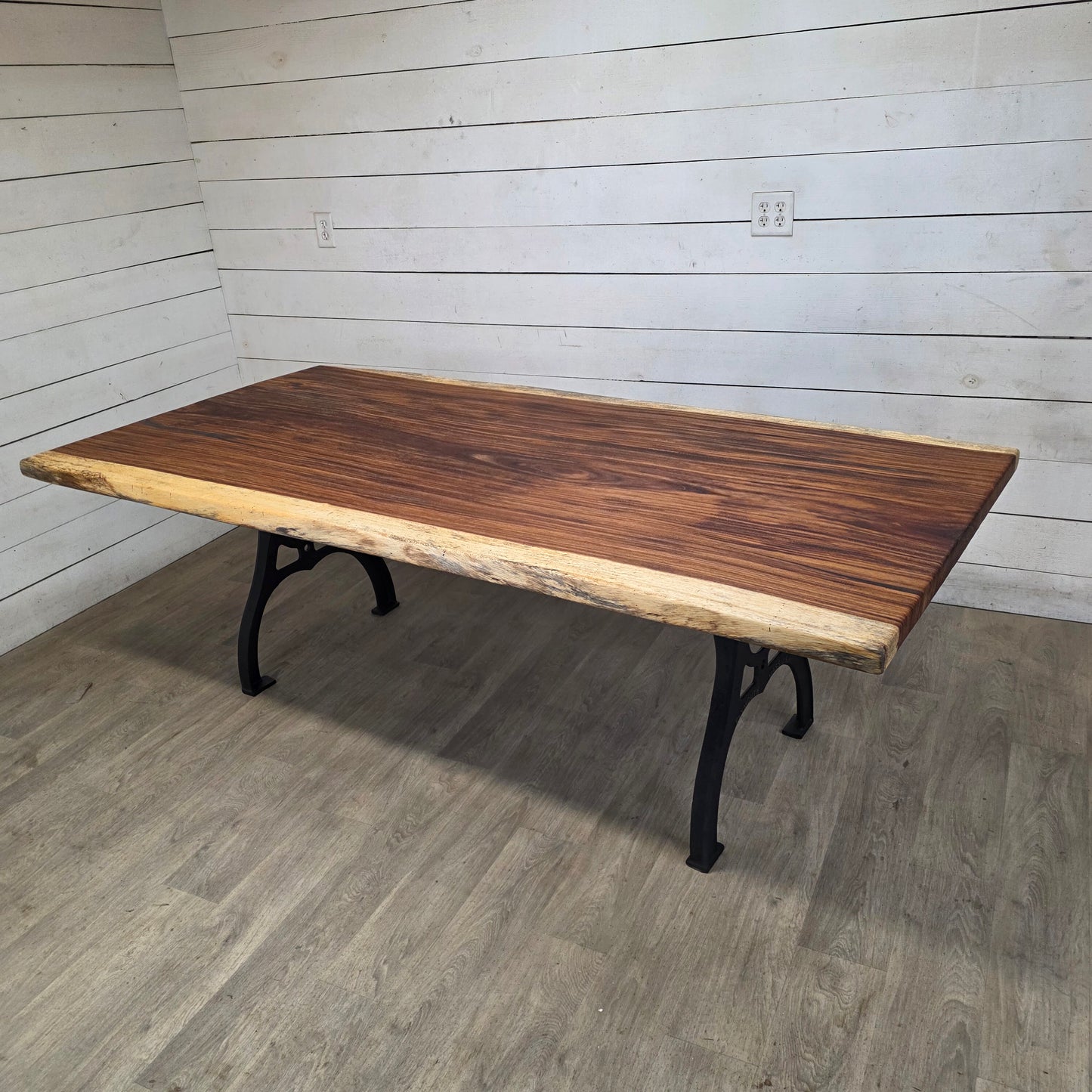 Live-Edge Dining Table | Solid Wood Table with Cast Iron Legs | Custom Handmade Dining Table
