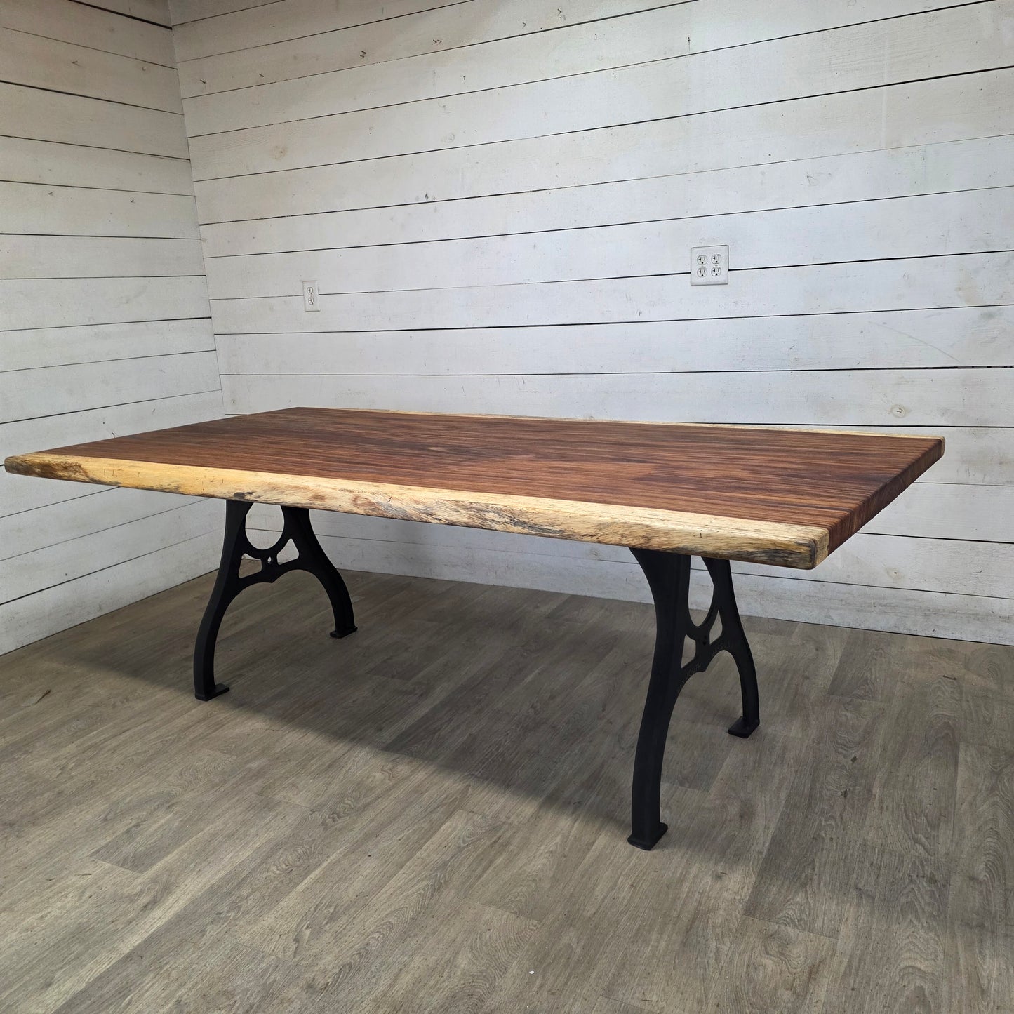 Live-Edge Dining Table | Solid Wood Table with Cast Iron Legs | Custom Handmade Dining Table