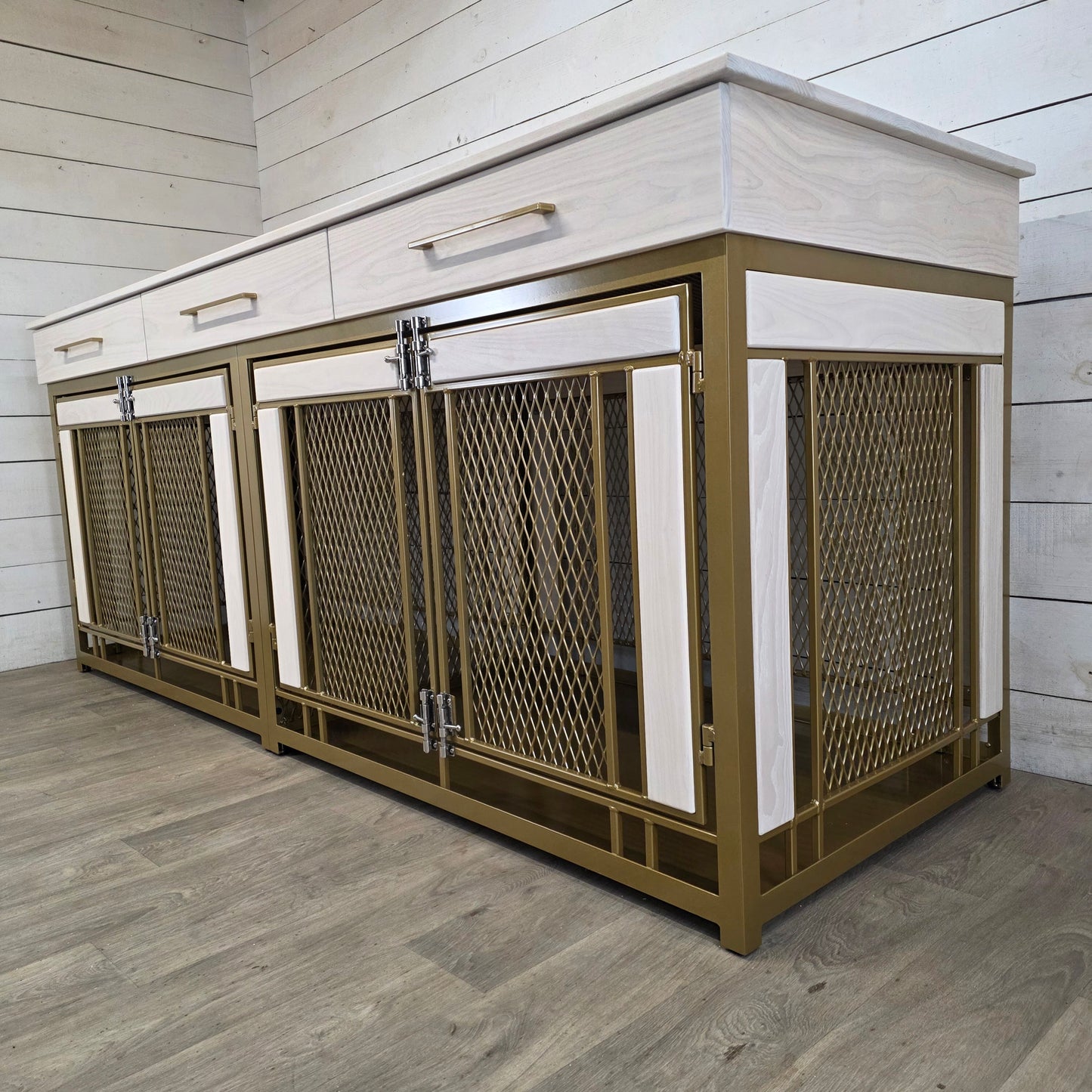 Finnian XX-Large Double Dog Crate with Drawers | XXL Dog Crate Furniture | Modern Dog Kennel