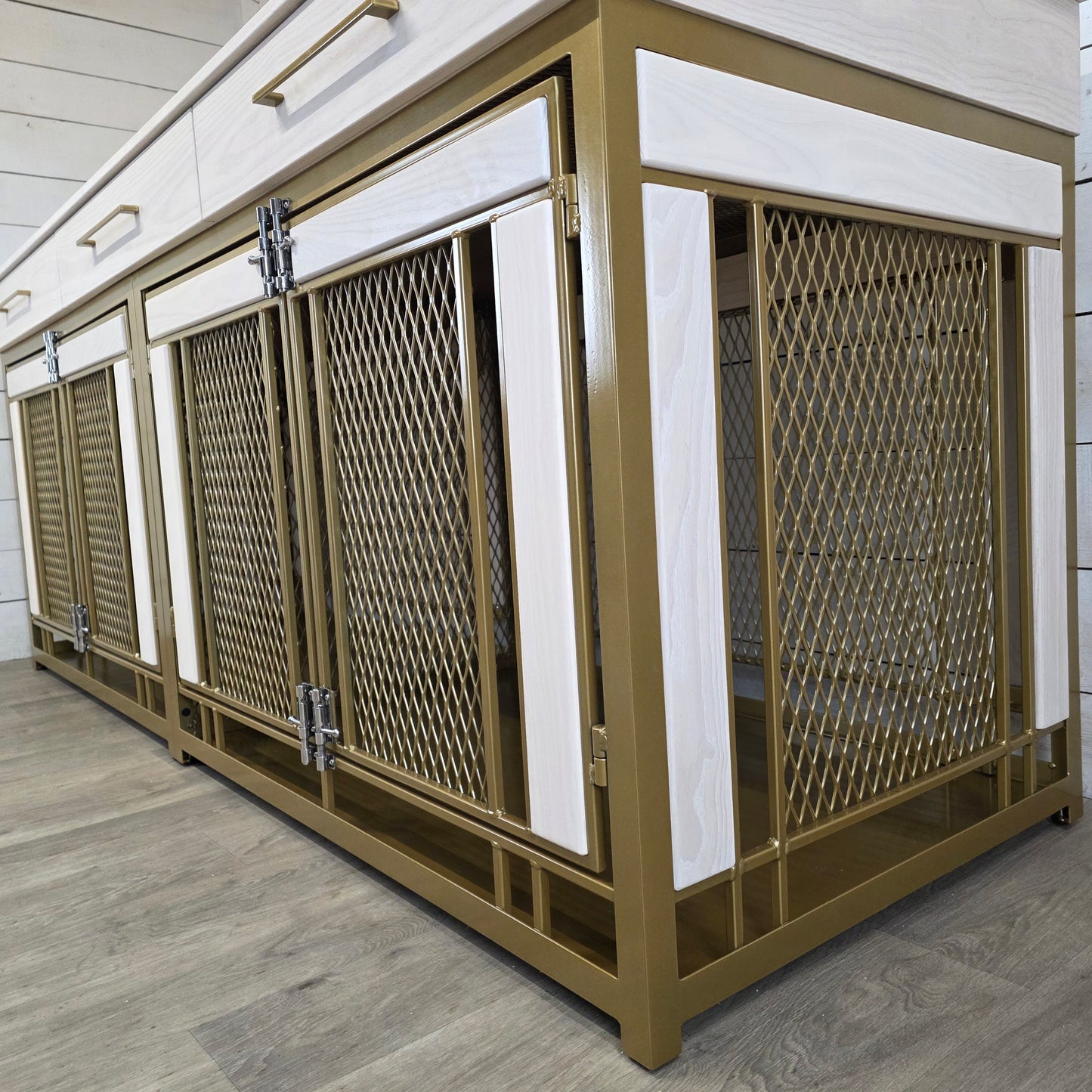 Finnian XX-Large Double Dog Crate with Drawers | XXL Dog Crate Furniture | Modern Dog Kennel