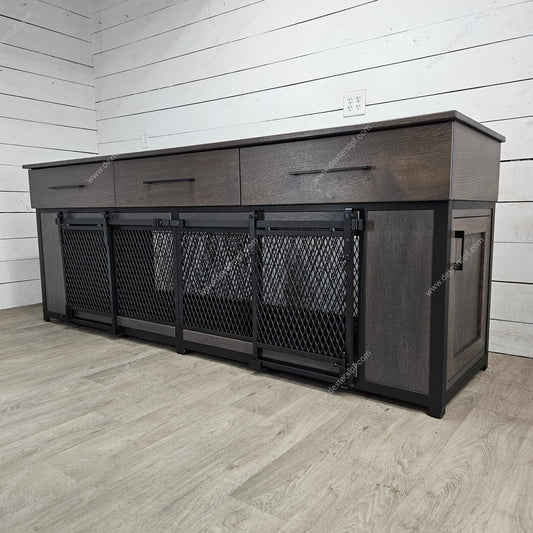 Raven Large Double Dog Kennel | Dual Cabinet Storage & Soft-Close Drawers