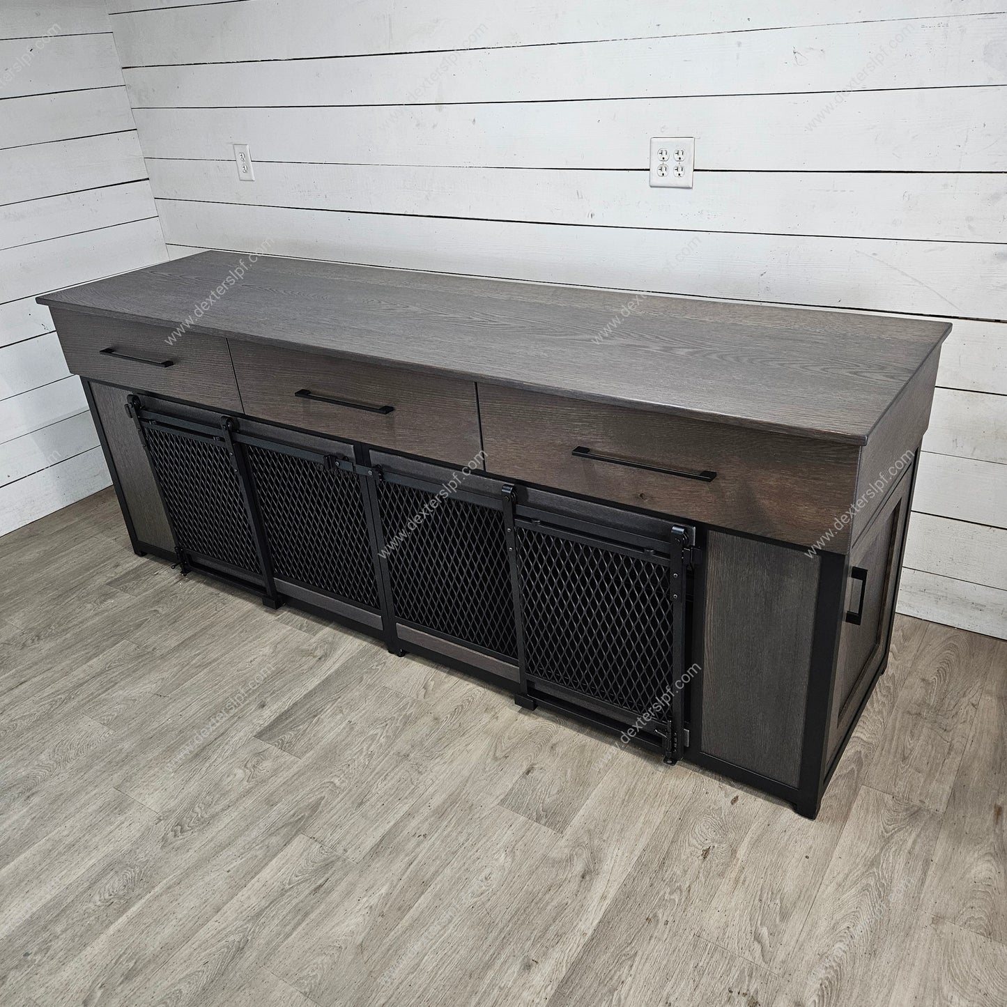 Raven Large Double Dog Kennel | Dual Cabinet Storage & Soft-Close Drawers