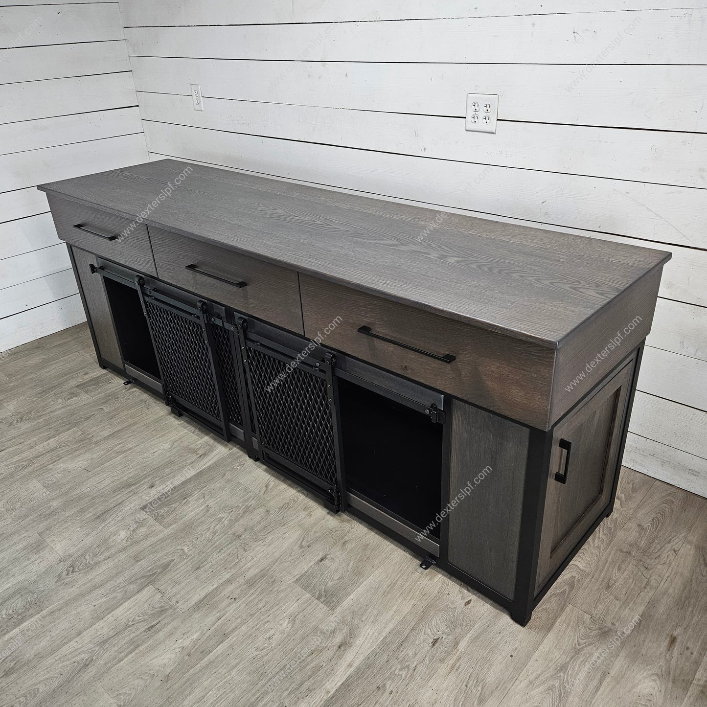 Raven Large Double Dog Kennel | Dual Cabinet Storage & Soft-Close Drawers