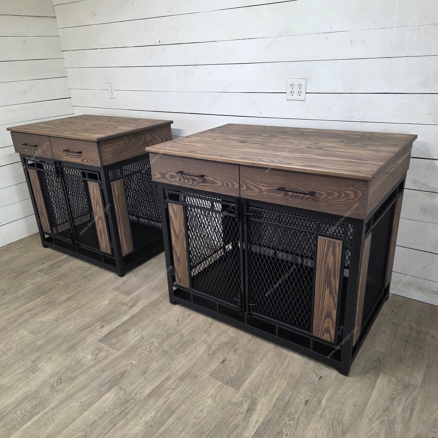 Set of 2 Raven XL Dog Crates with Drawers | Luxury Pet Furniture | Heavy-Duty Custom Kennels