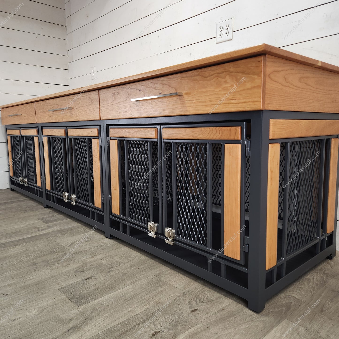 Finnian Triple Large Dog Crate Furniture | 3 Large Compartments