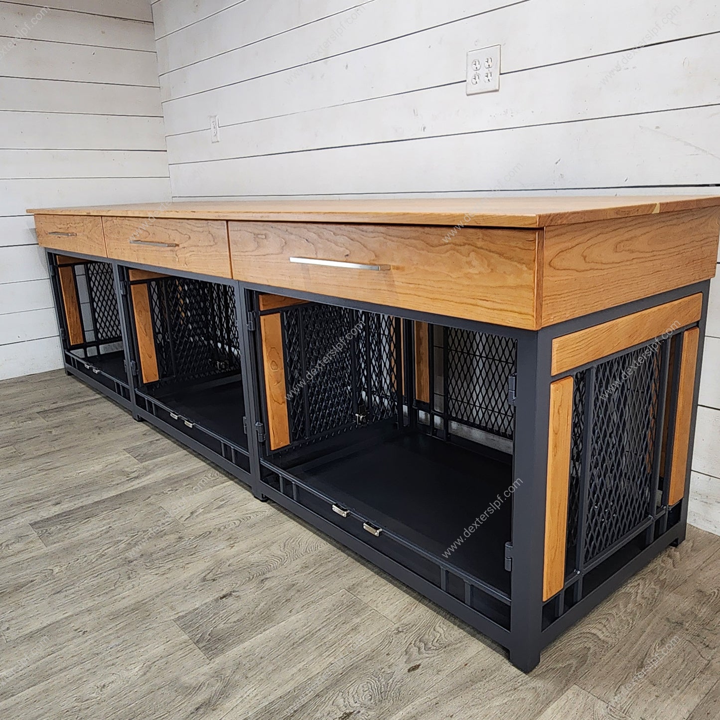 Finnian Triple Large Dog Crate Furniture | 3 Large Compartments