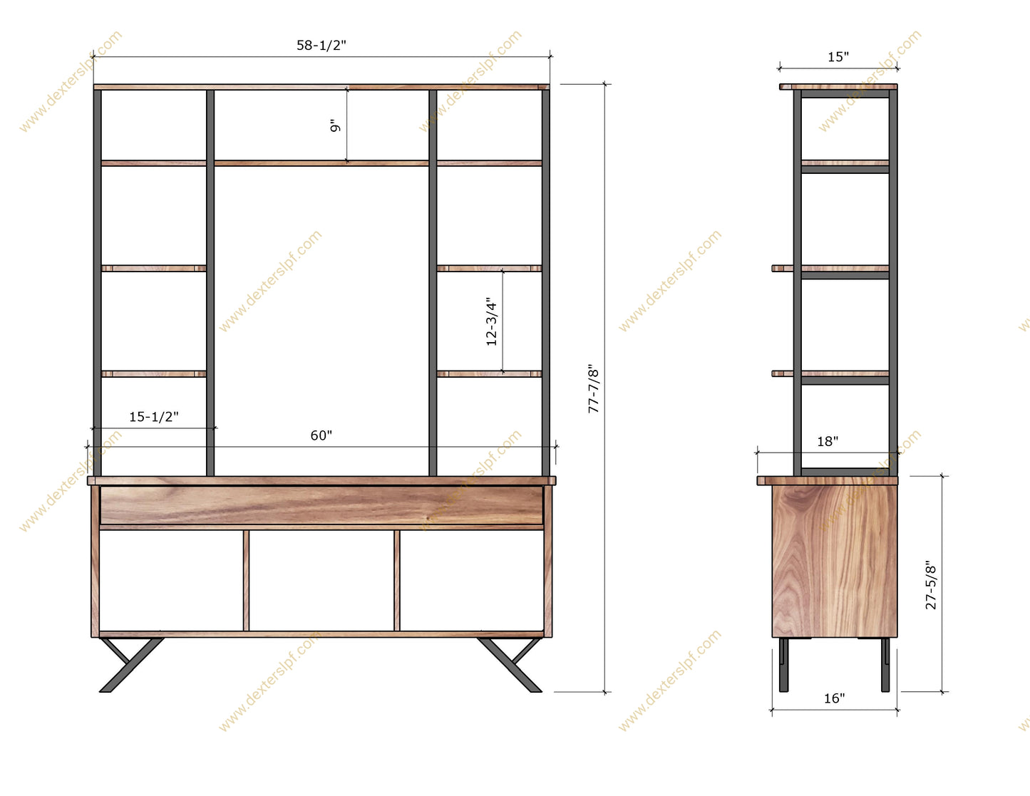 Custom Media Console for Vinyl Record Storage | Mid-Century Modern Design