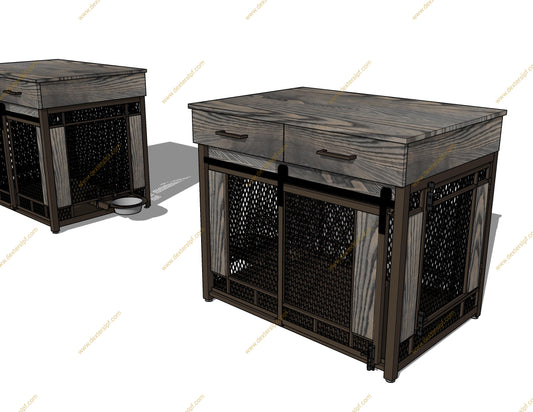 Raven X Large Dog Crate with Drawers (Set of 2) | Down Payment for Mashell | Sliding front door, hinged side door, and food bowl holder