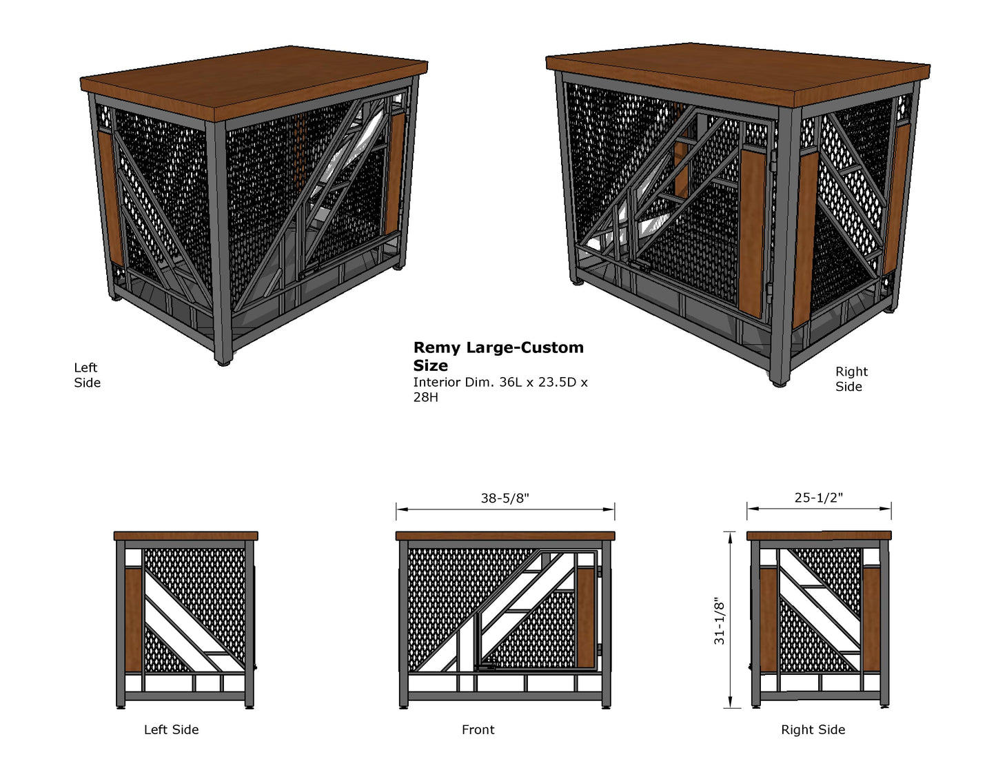 Down Payment for Remy Large | Modern Dog Crate Furniture | Dog Crate Table | Dog Kennel Furniture