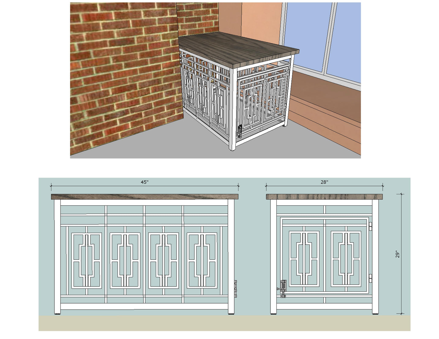 Custom Layla X-Large Dog Crate | Modern Design in White Metal and Stained Ash