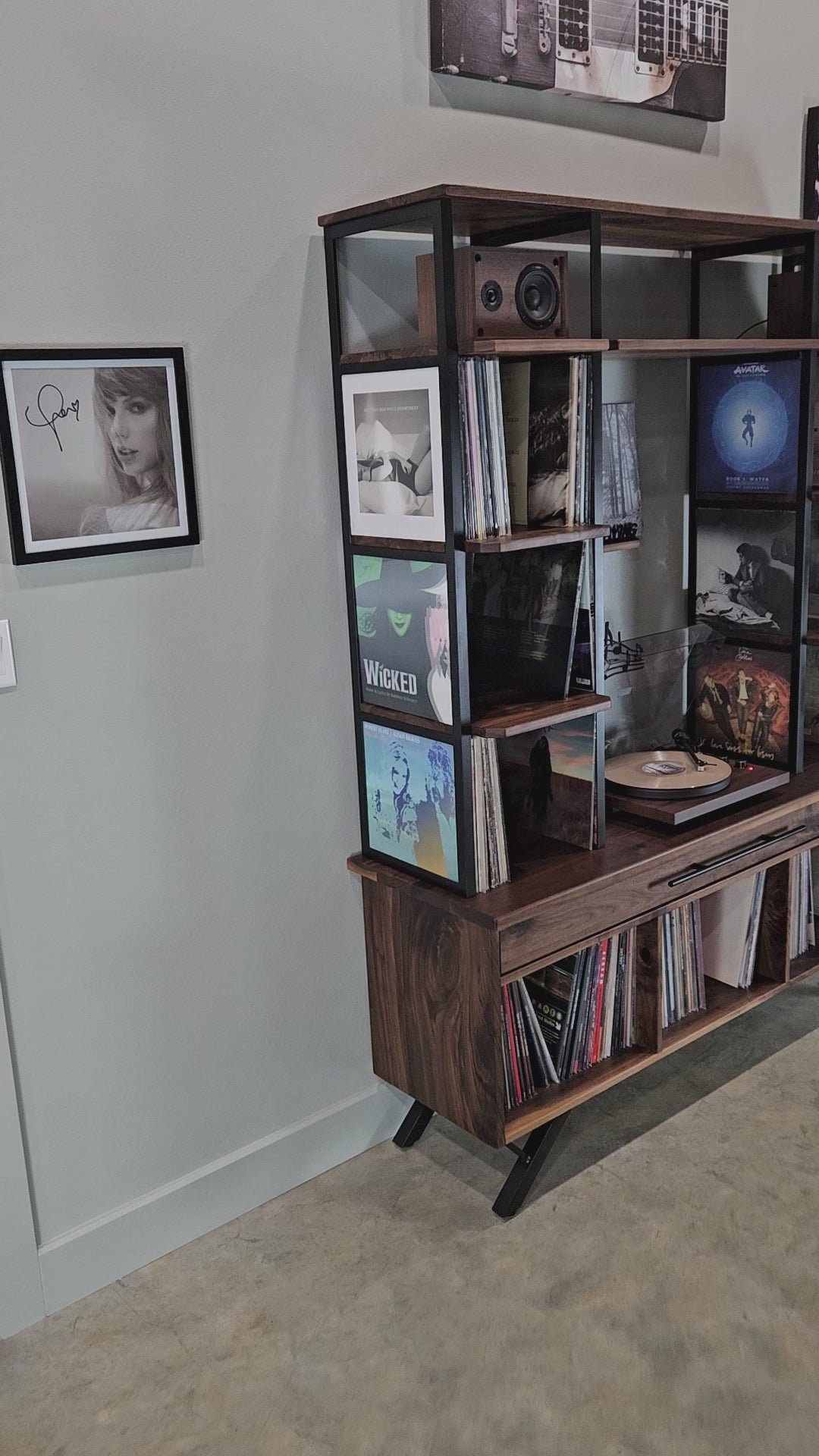 Custom Media Console for Vinyl Record Storage | Mid-Century Modern