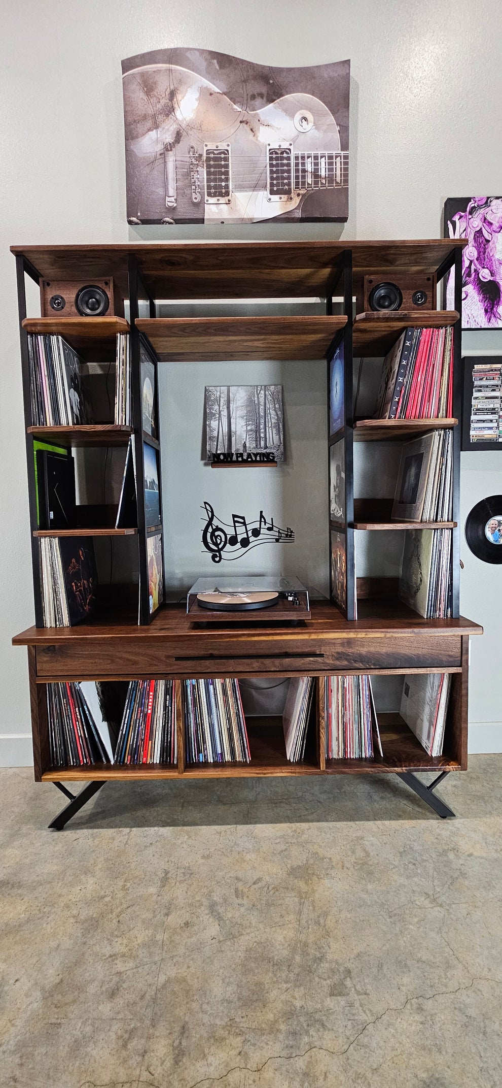 Custom Media Console for Vinyl Record Storage | Mid-Century Modern Des ...