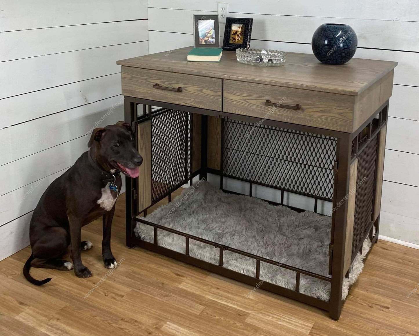 Raven X-Large Dog Crate Furniture with Drawers | Modern Dog Crate