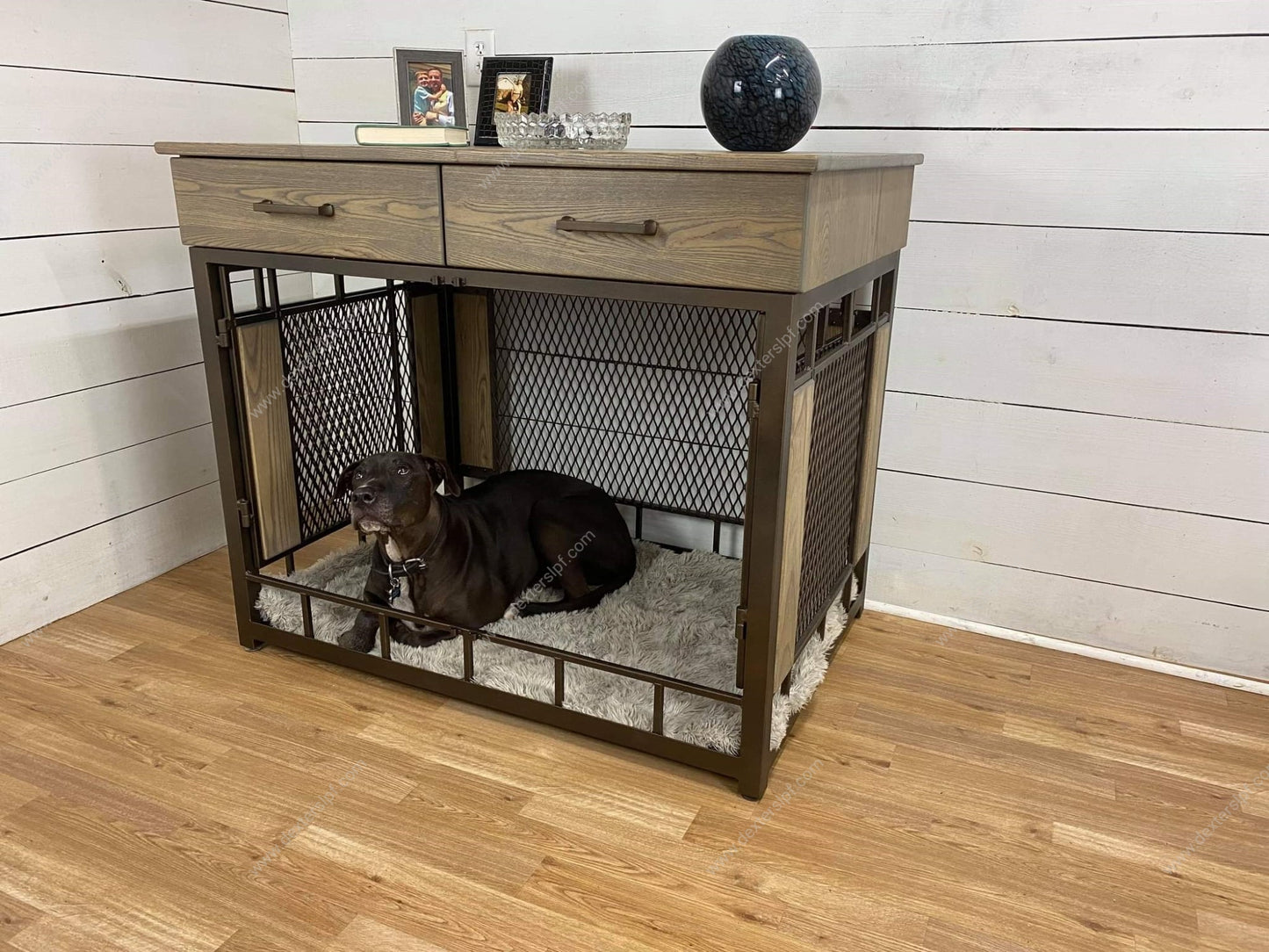 Raven X-Large Dog Crate Furniture with Drawers | Modern Dog Crate