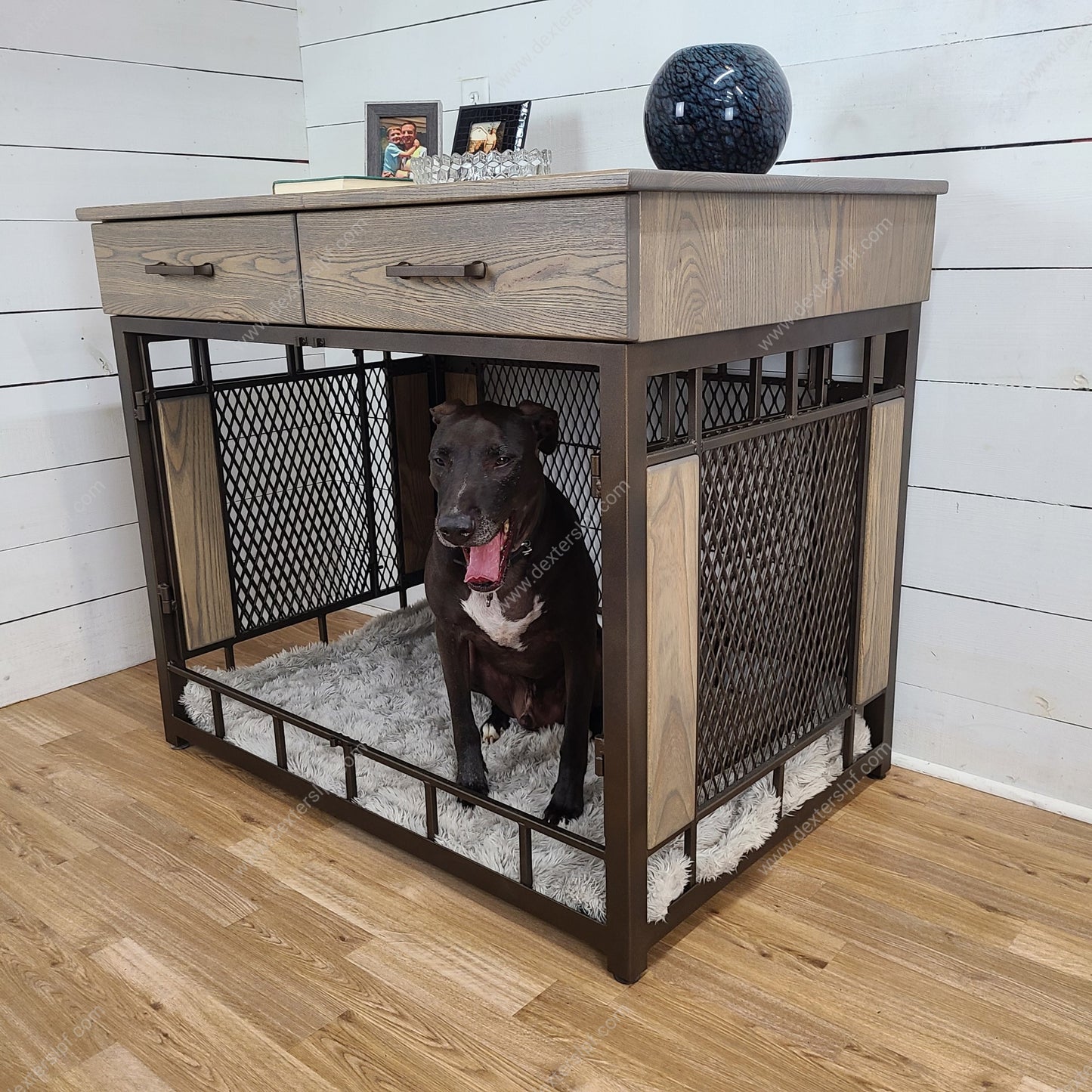 Raven X-Large Dog Crate Furniture with Drawers | Modern Dog Crate