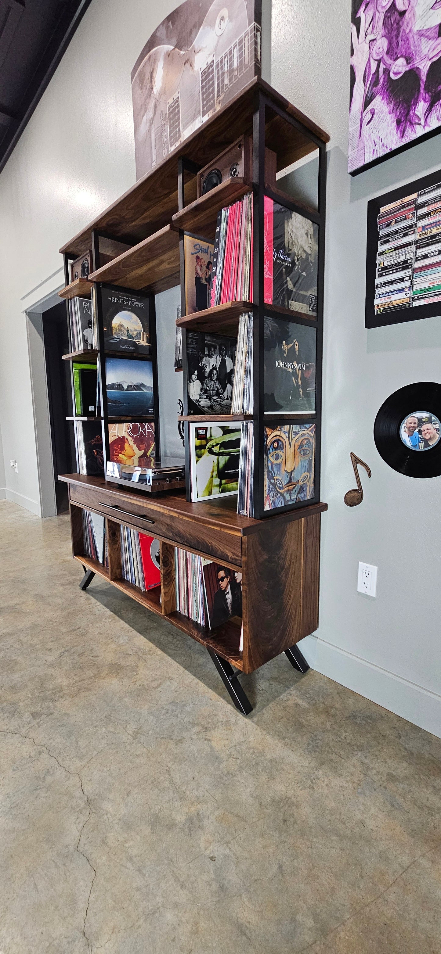 Custom Media Console for Vinyl Record Storage | Mid-Century Modern Design