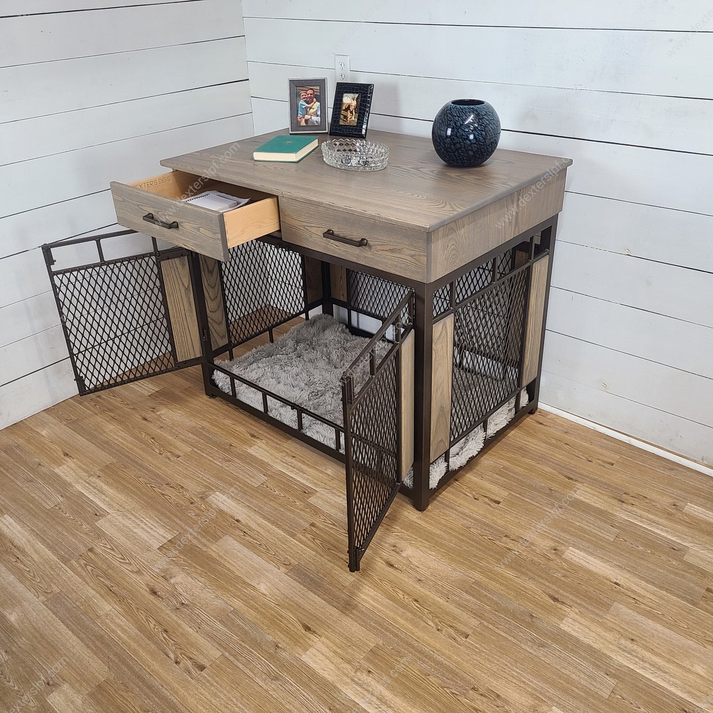 Raven X-Large Dog Crate Furniture with Drawers | Modern Dog Crate