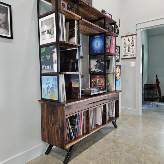 Media Console Record Storage, Vinyl Record Display Stand