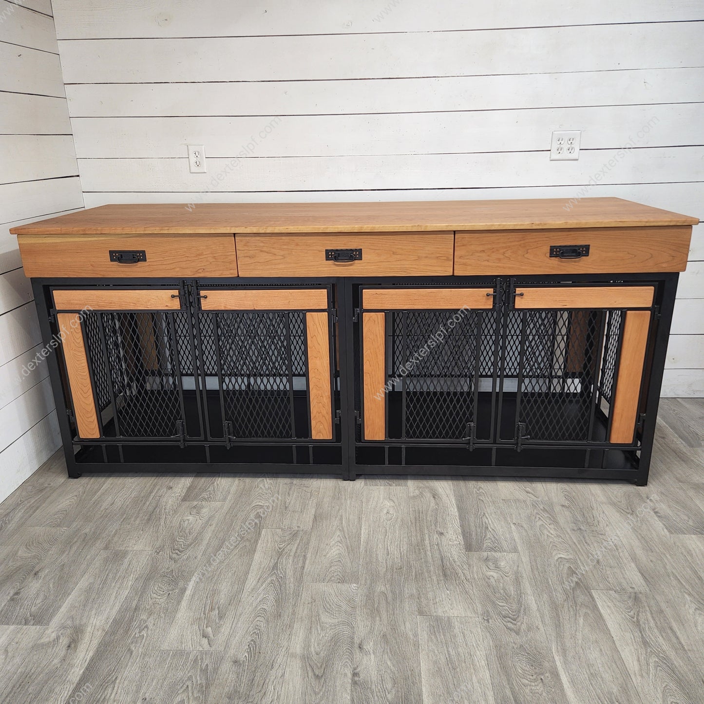 Finnian X-Large Double Dog Crate with Drawers | XL Dog Crate Furniture | Modern Dog Kennel