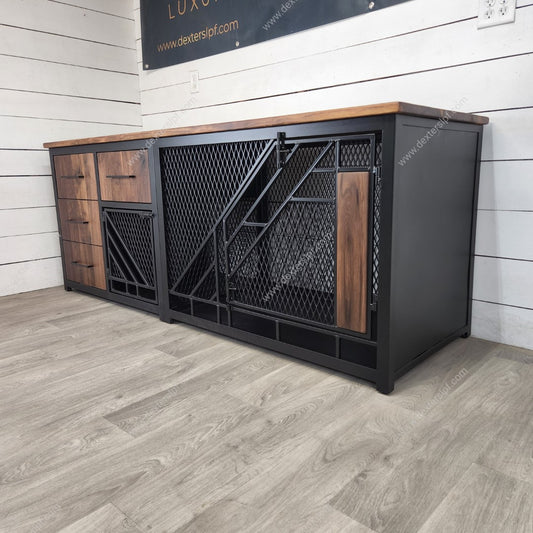 Remy X-Large + Small Combo Dog Crate with Storage | Double Dog Crate Furniture | Modern Dog Kennel