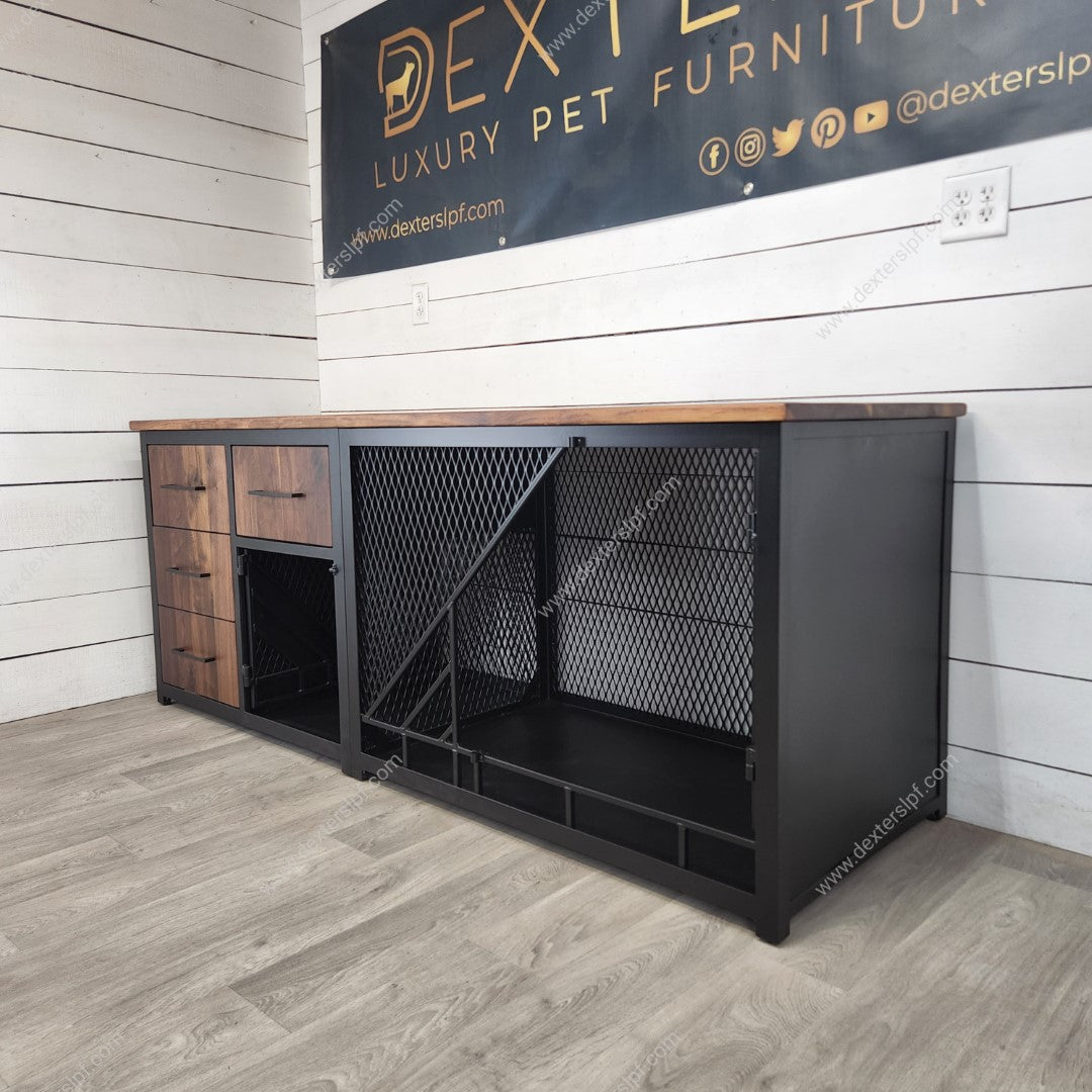 Remy X-Large + Small Combo Dog Crate with Storage | Double Dog Crate F ...