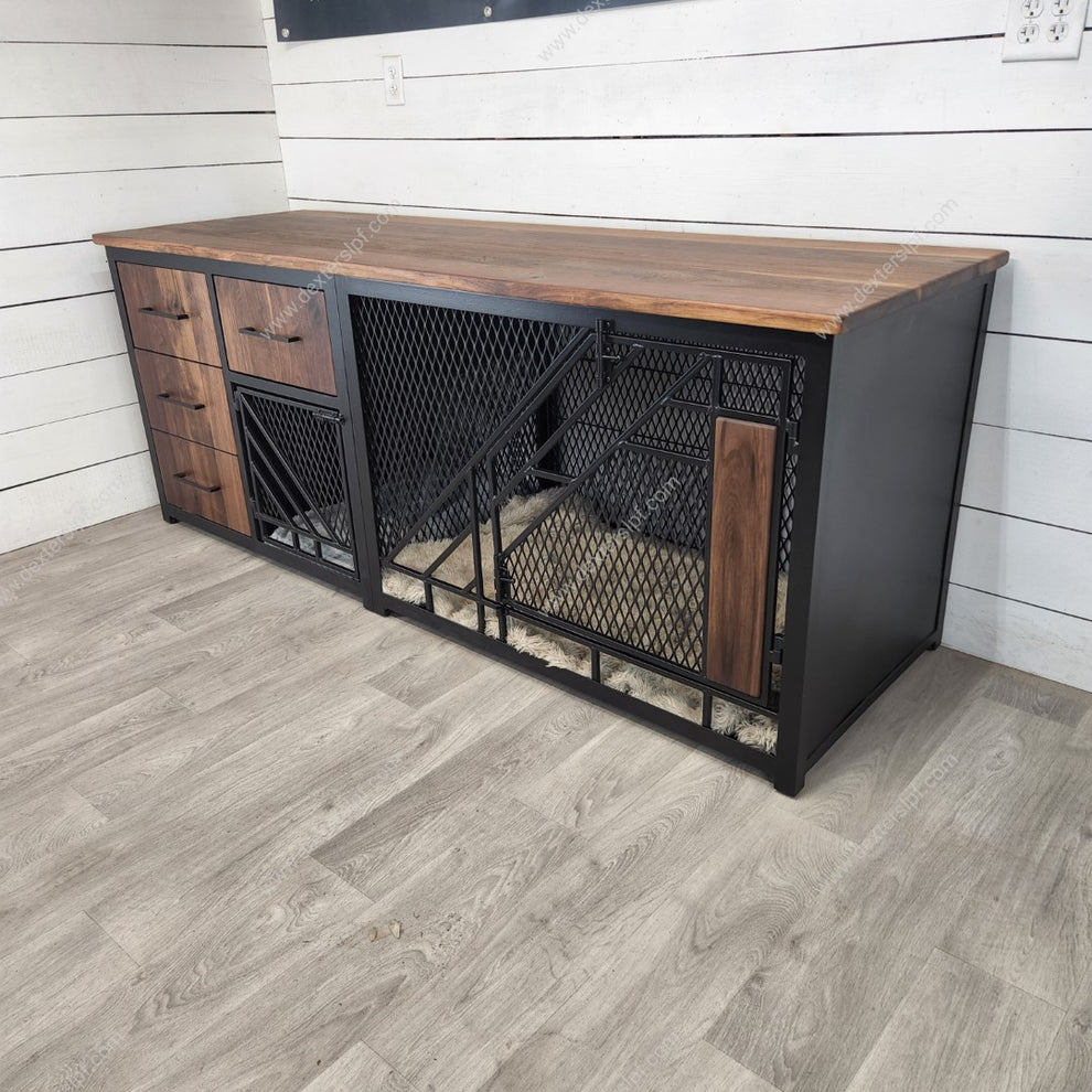 Remy X-Large + Small Combo Dog Crate with Storage | Double Dog Crate F ...