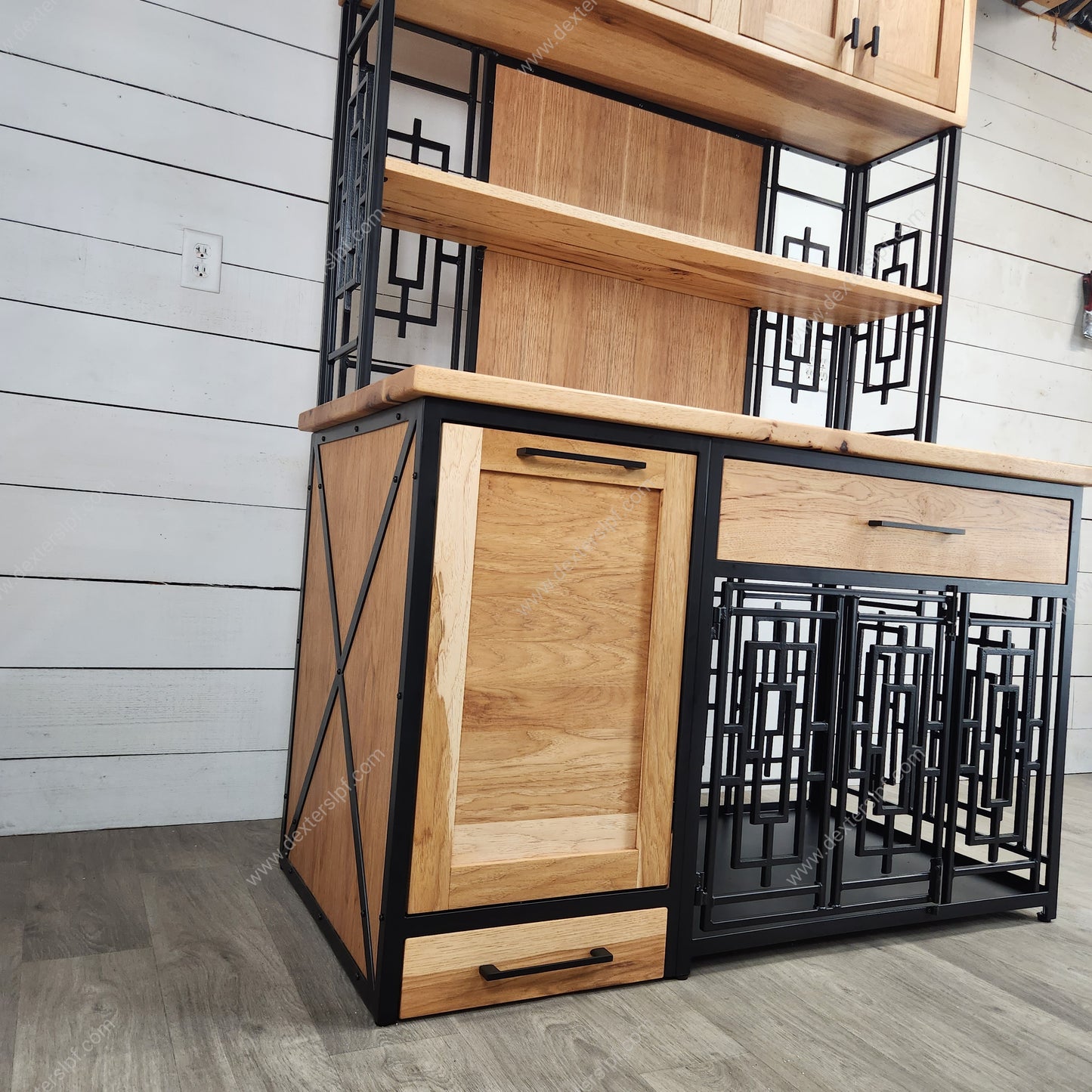 Daisy Large Pet Hutch with Custom Dog Feeding Station | Luxury Dog Crate Furniture