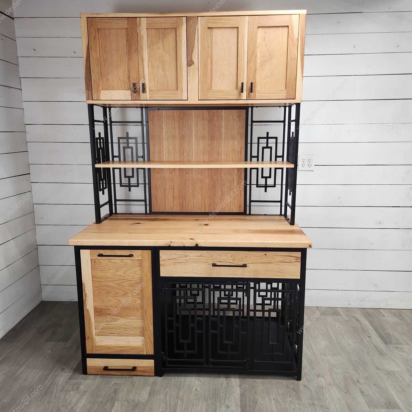 Daisy Large Pet Hutch with Custom Dog Feeding Station | Luxury Dog Crate Furniture