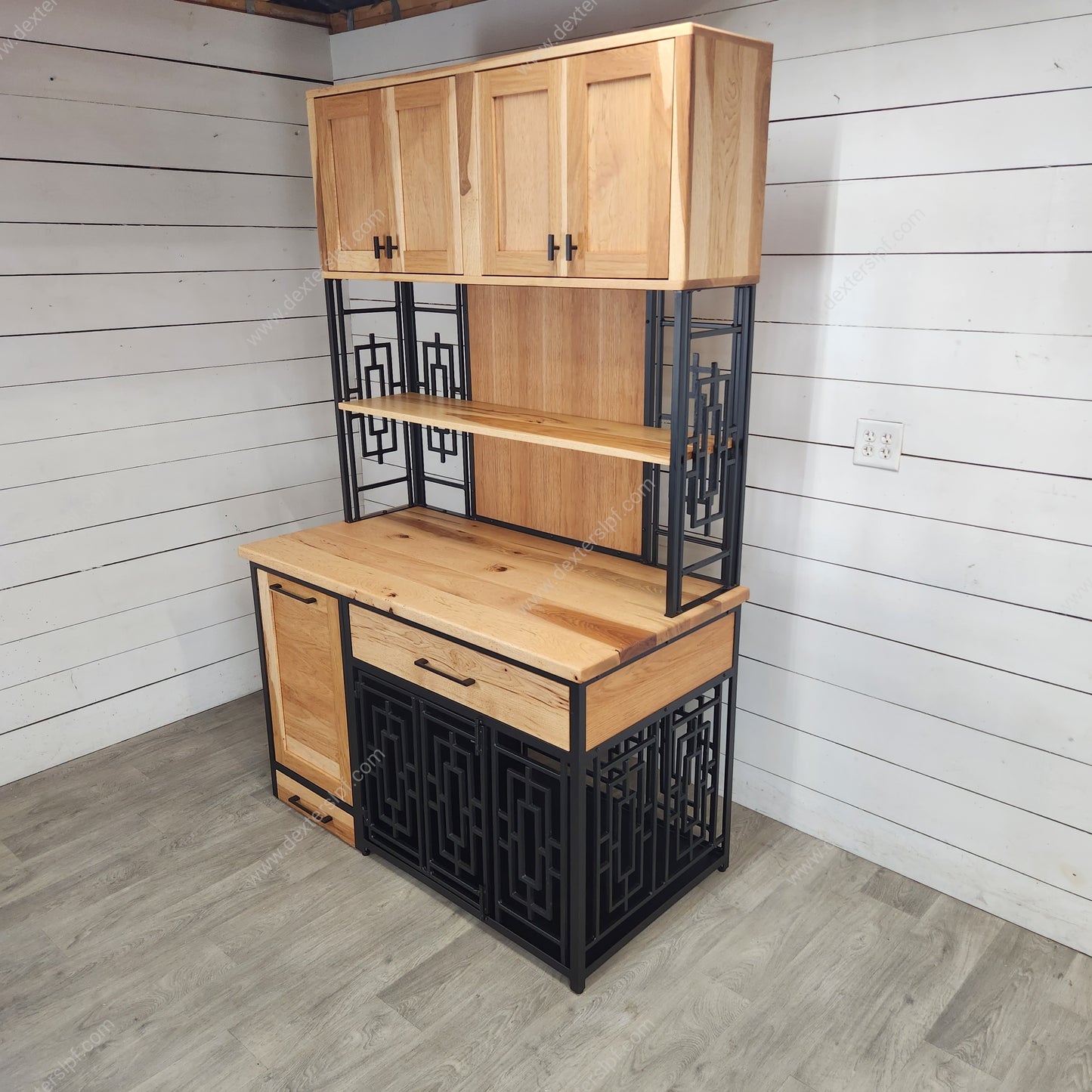 Daisy Large Pet Hutch with Custom Dog Feeding Station | Luxury Dog Crate Furniture